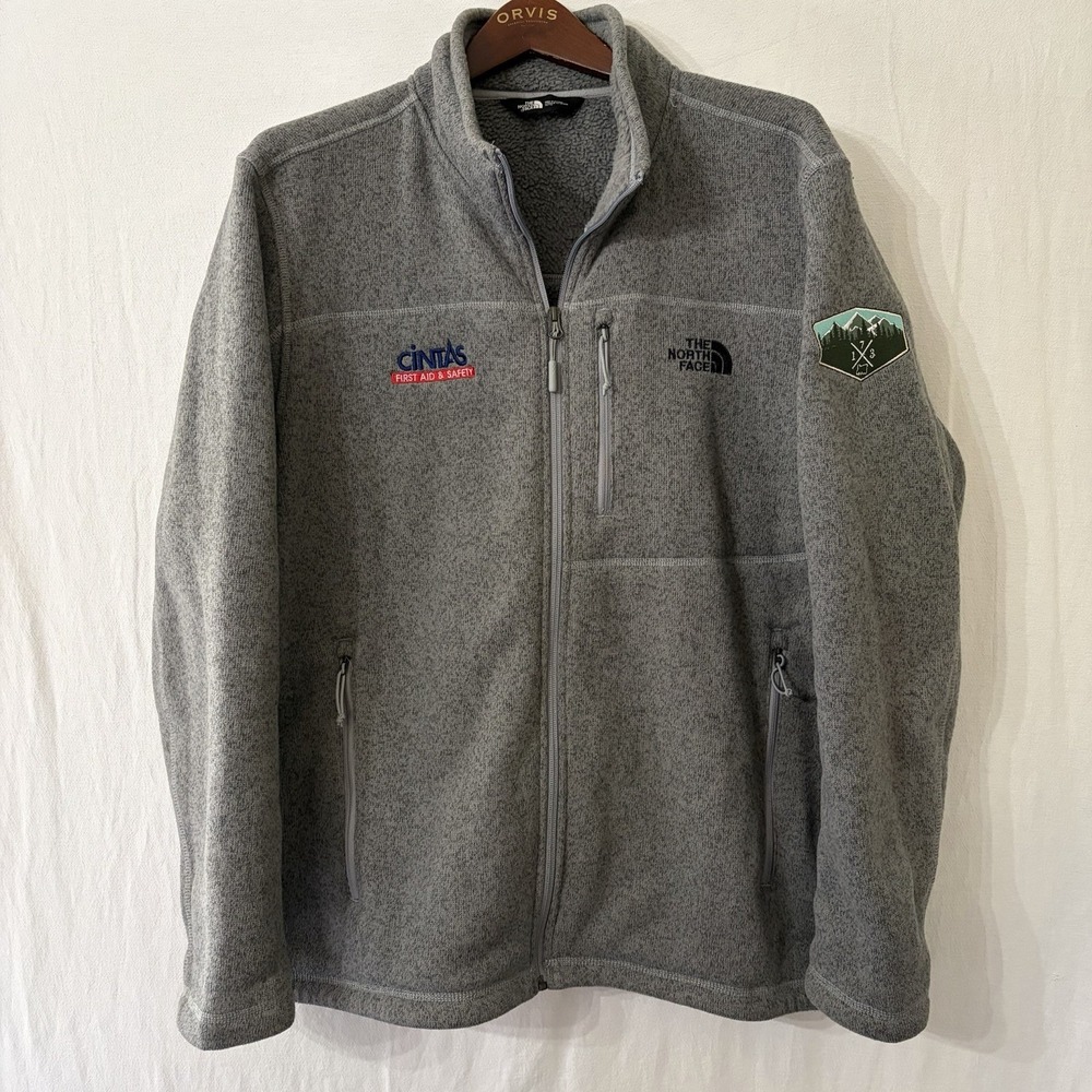 The North Face Heather Gray Full Zip Fleece Lined Sweater Jacket Men's X Large